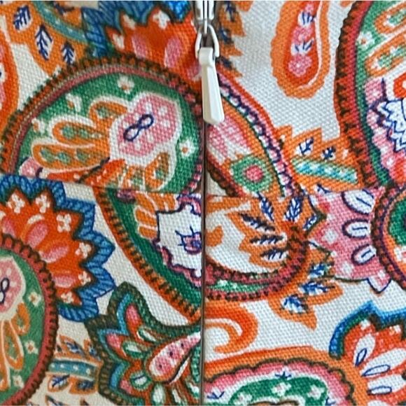 Talbots Orange Paisley Scalloped Hem Pencil Straight Skirt‎ Size 8 Medium - Picture 3 of 9